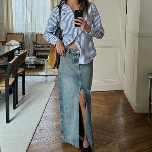 DL1961 Asra Maxi Denim Skirt Aged Mid Size 24 NEW NWT